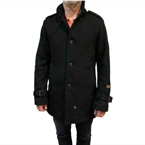 G Star Raw Men’s Military Black Wool Coat - size M - Picture 2 of 16